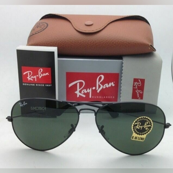LIKE NEW RayBan Aviator RB3025 Black Ray ban Sunglasses - Picture 11 of 16